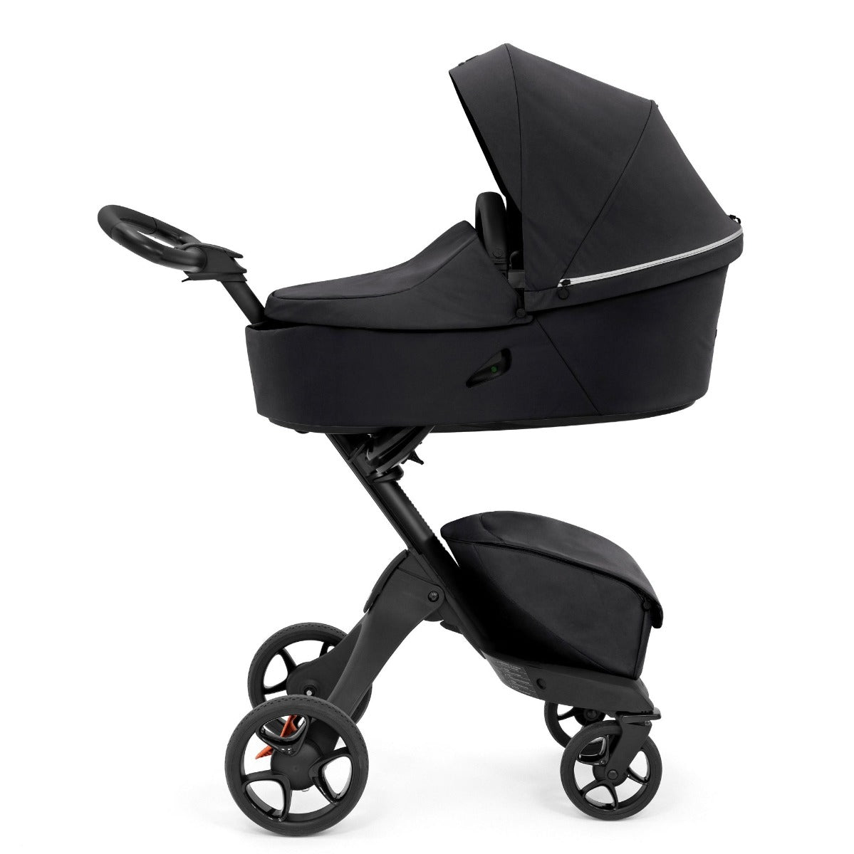 Stokke xplory x carry cot in rich black on stroller
