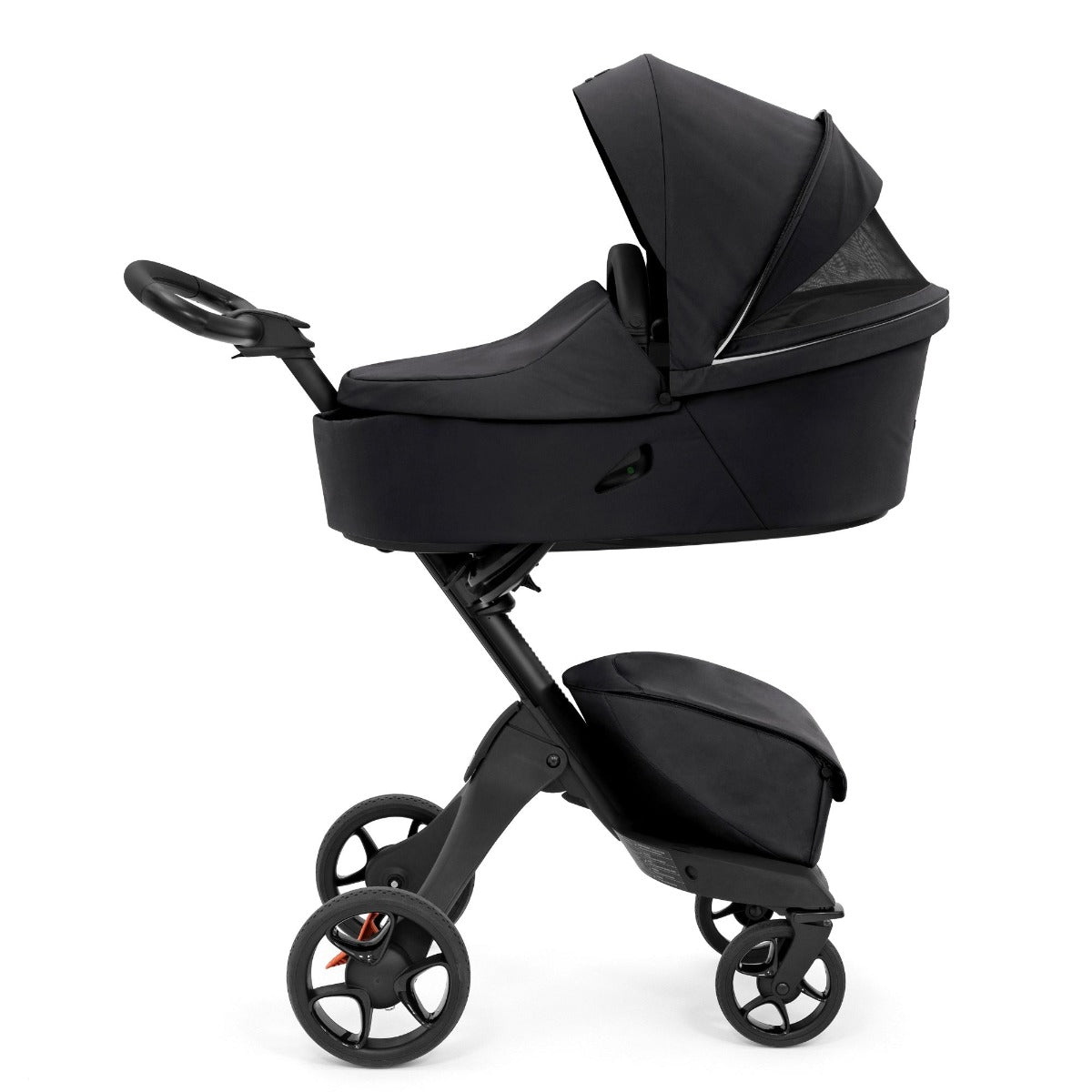 Stokke xplory x carry cot in rich black on stroller