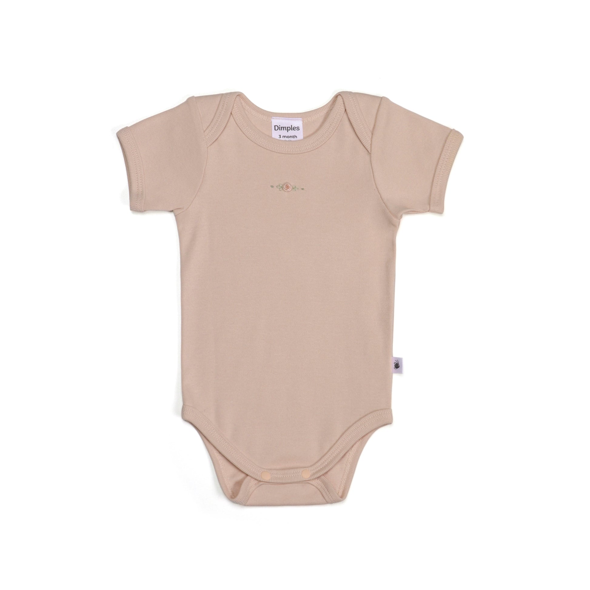 Cotton Short Sleeve Bodysuit NB Dusky Pink - Dimples