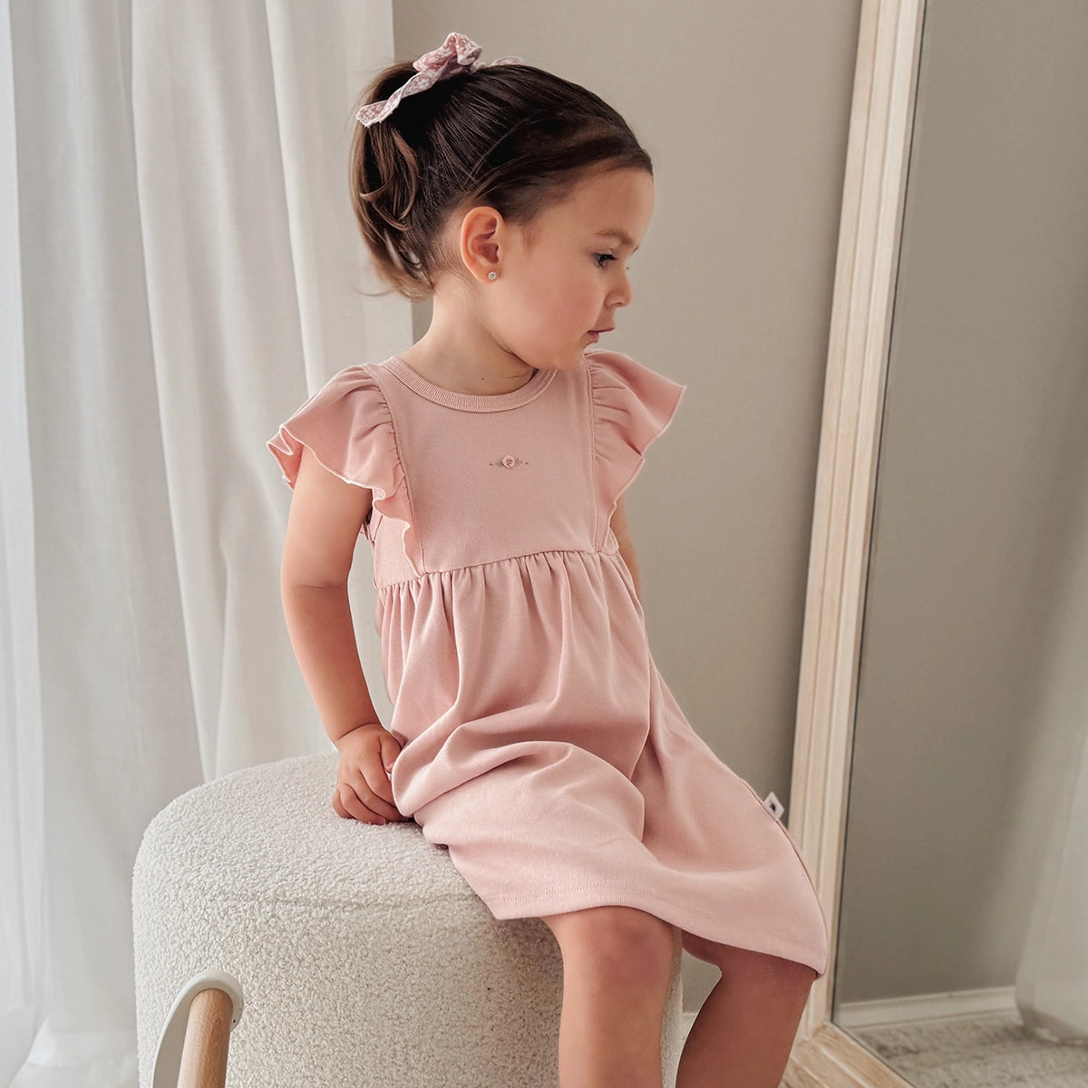 Cotton Frill Dress 3mth Dusky Pink - Dimples
