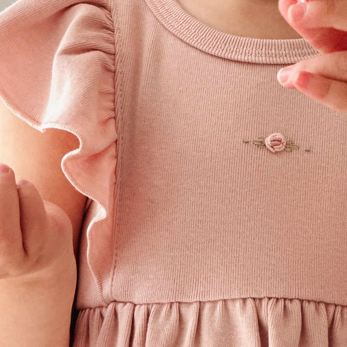 Cotton Frill Dress 3mth Dusky Pink - Dimples