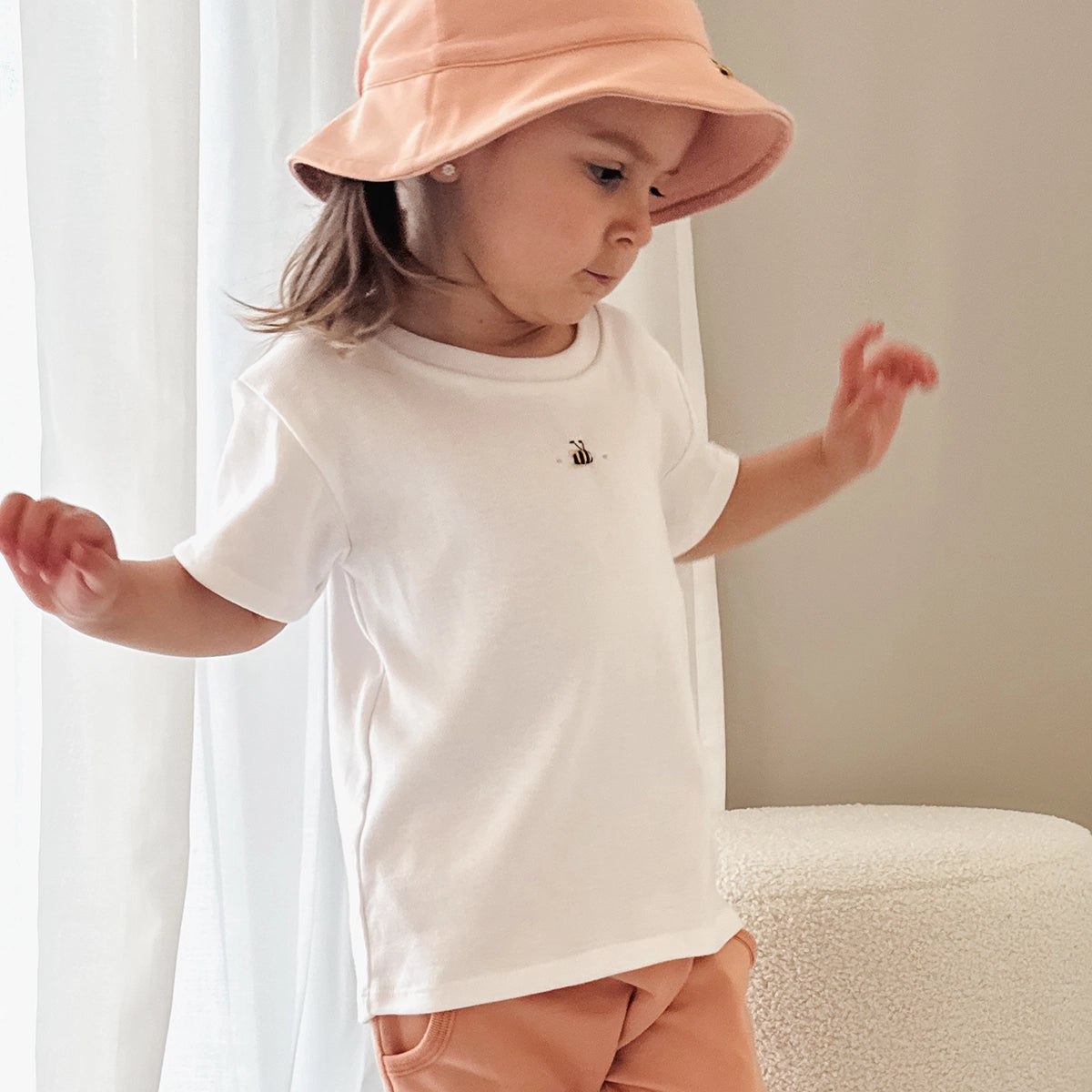 Cotton T-shirt 12mth White Bee - Dimples