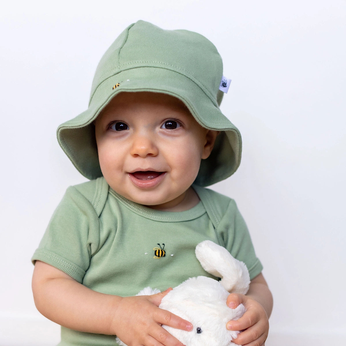 Cotton Bucket Sunhat NB Apple Green - Dimples