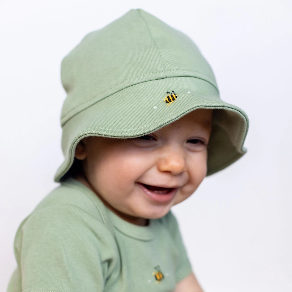 Cotton Bucket Sunhat NB Apple Green - Dimples
