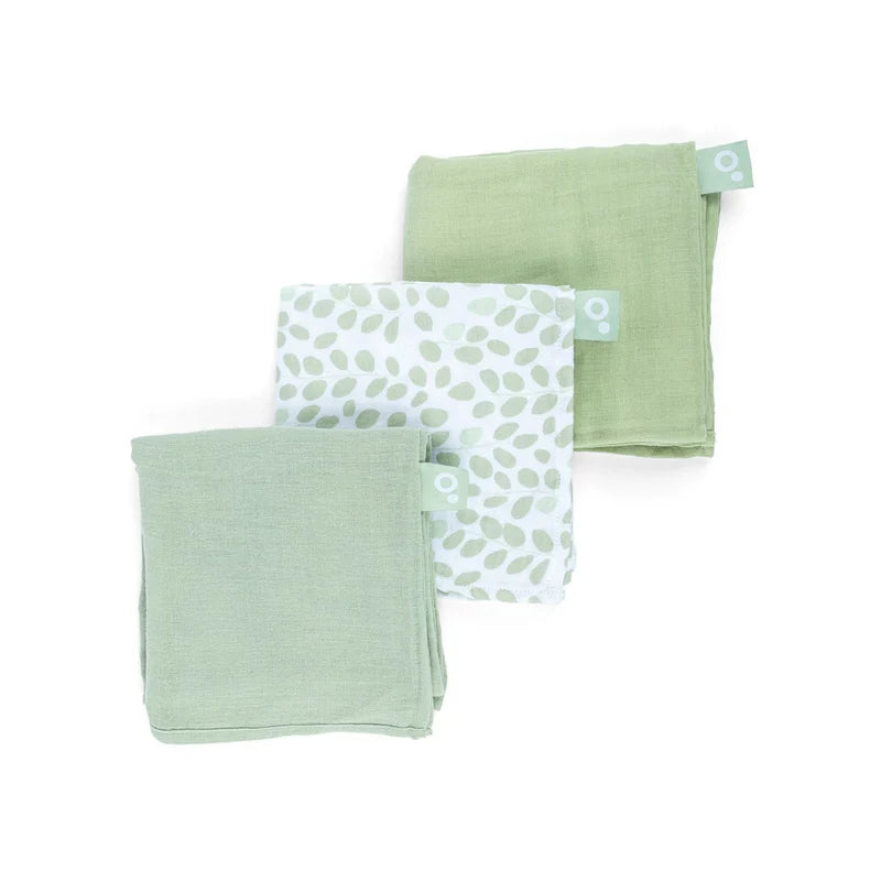 Doomoo Set of 3 Muslin Cloths Mini Leaves Green - doomoo