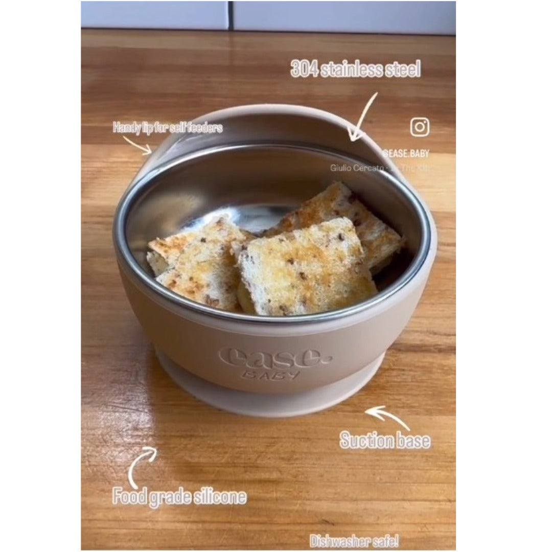Baby Stainless Steel Suction Bowl Taupe - Ease.Baby