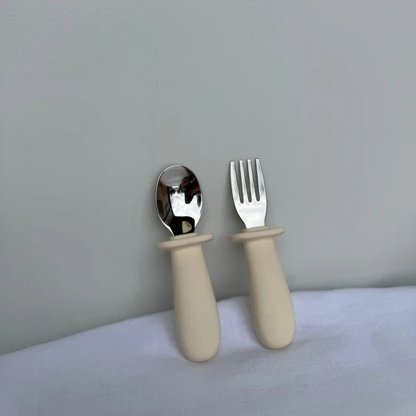First Bites Cutlery Set Cream - Ease.Baby