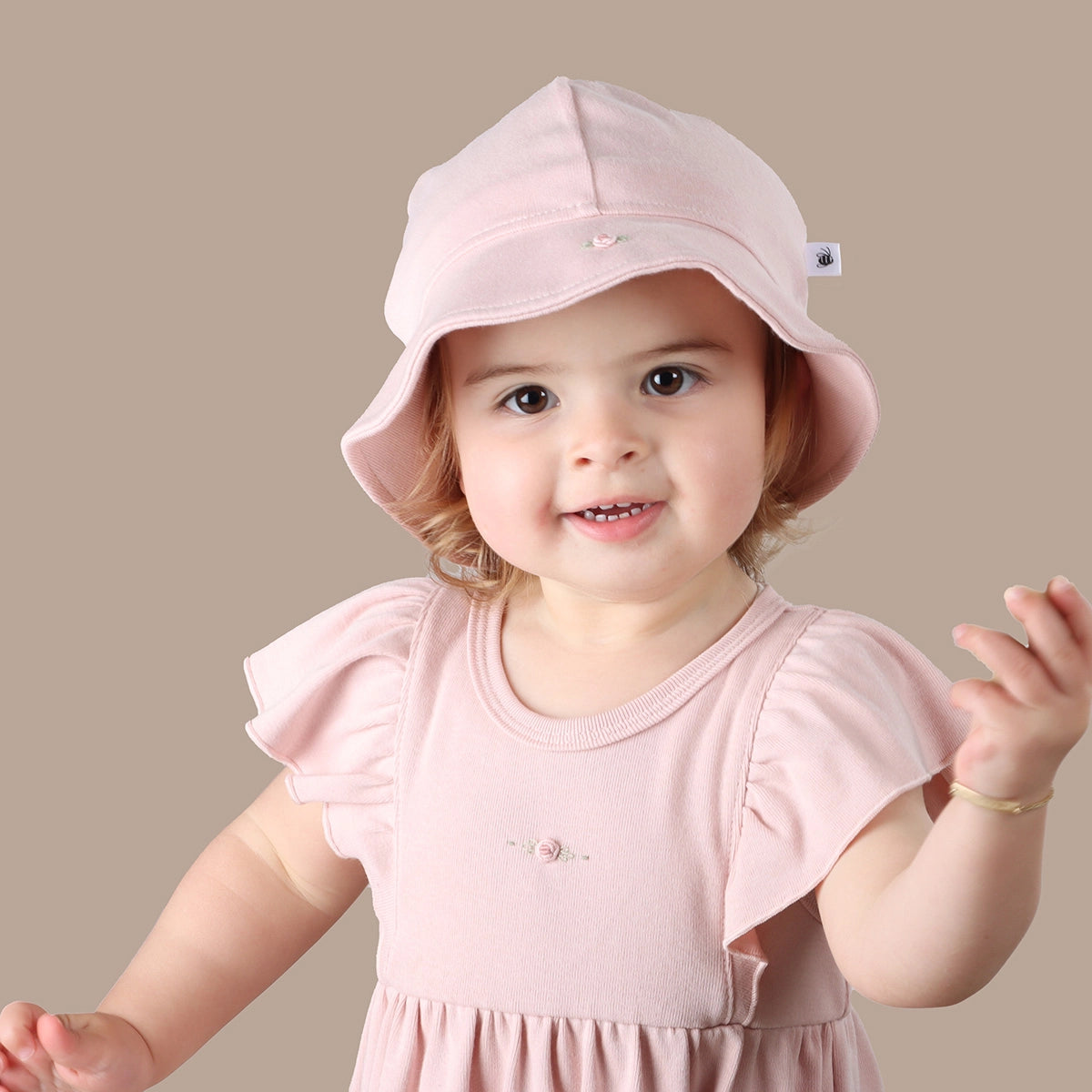Cotton Sunhat NB Dusky Pink - Dimples