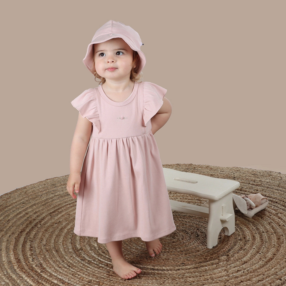 Organic Cotton Dress at Dimples NZ Baby Clothing NZ Dusky Pink