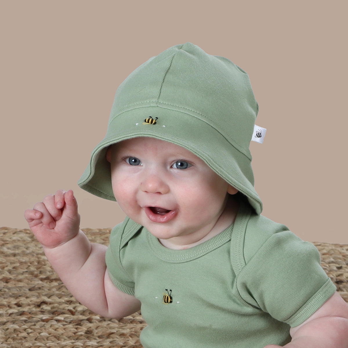 Cotton Sunhat NB Apple Green - Dimples