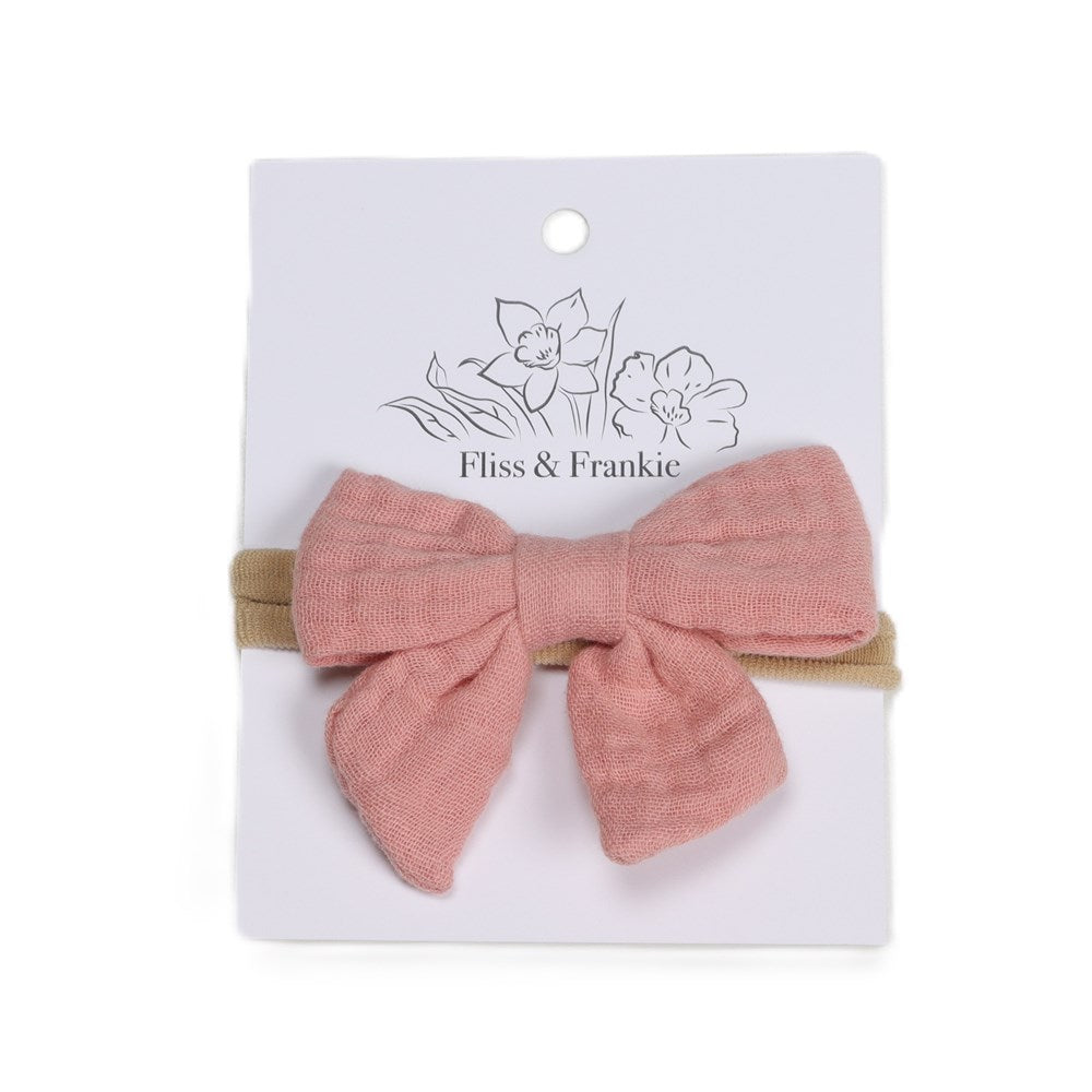 Muslin Tie Bow Headband - Fliss & Frankie - Dimples