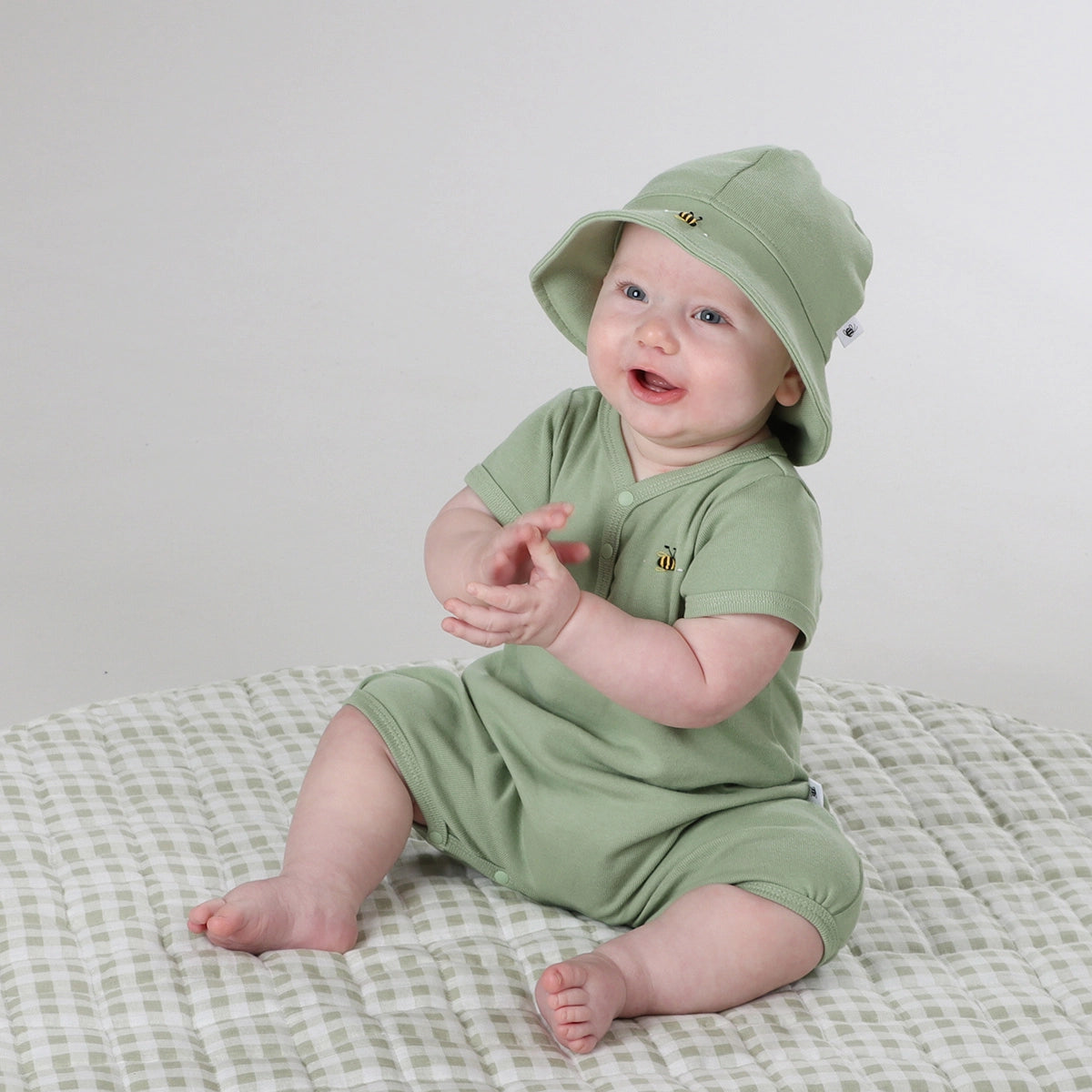 Cotton Romper NB Apple Green - Dimples