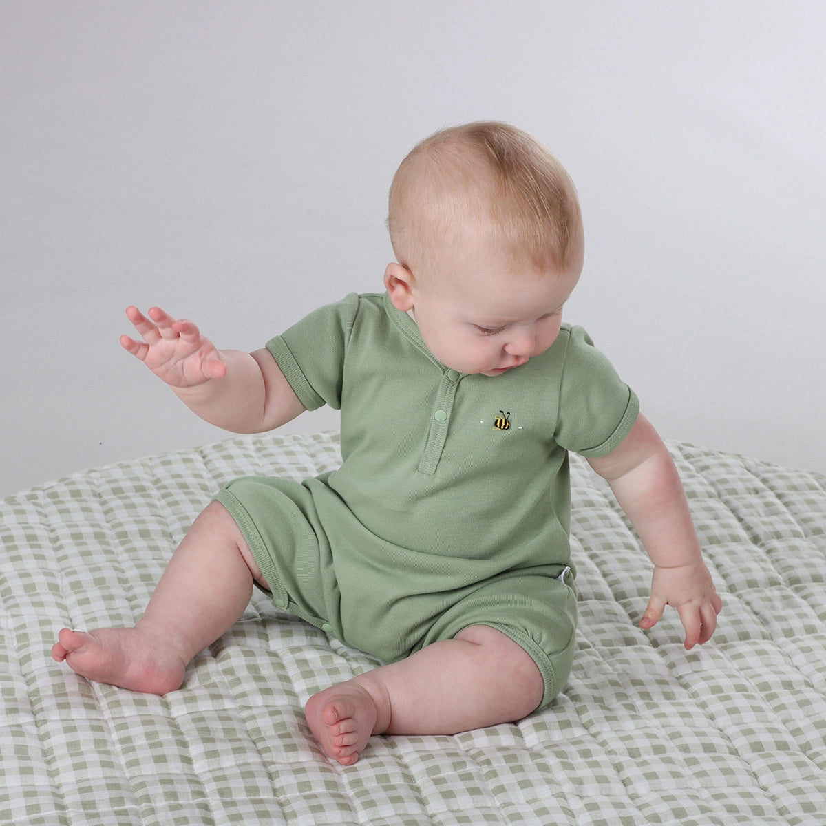Cotton Romper NB Apple Green - Dimples