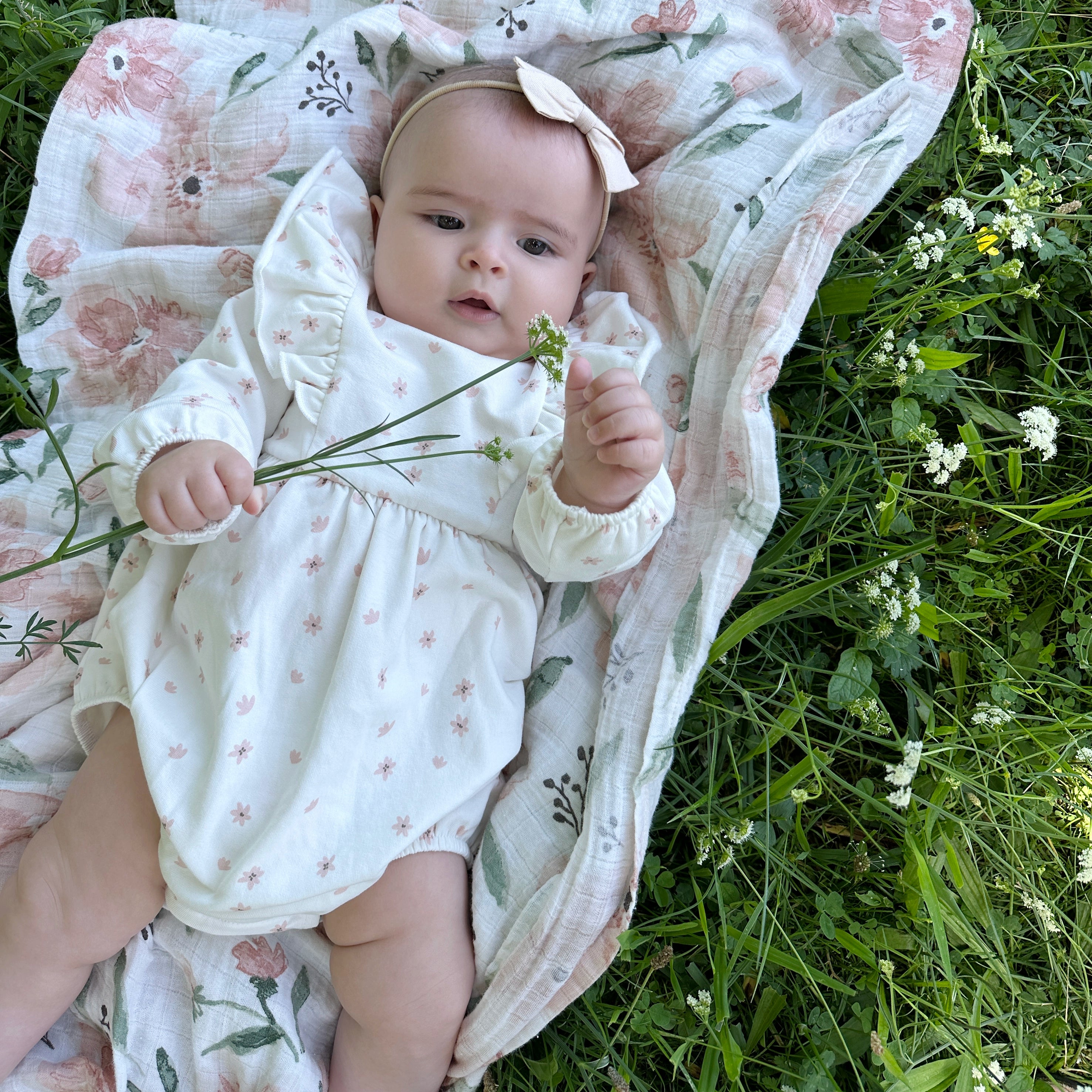 Cotton Fleece Frill Romper - Little Bee by Dimples - Dimples