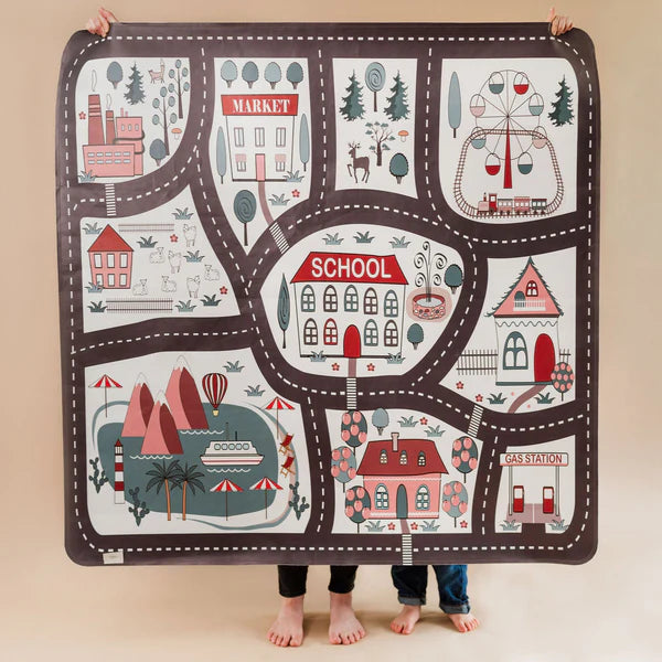 2 in 1 Vegan Leather Mess Mat Mini Village - Ease.Baby