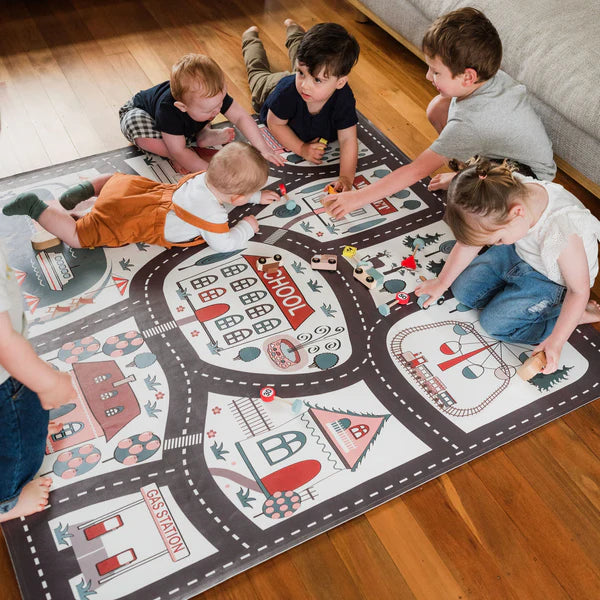 2 in 1 Vegan Leather Mess Mat Mini Village - Ease.Baby