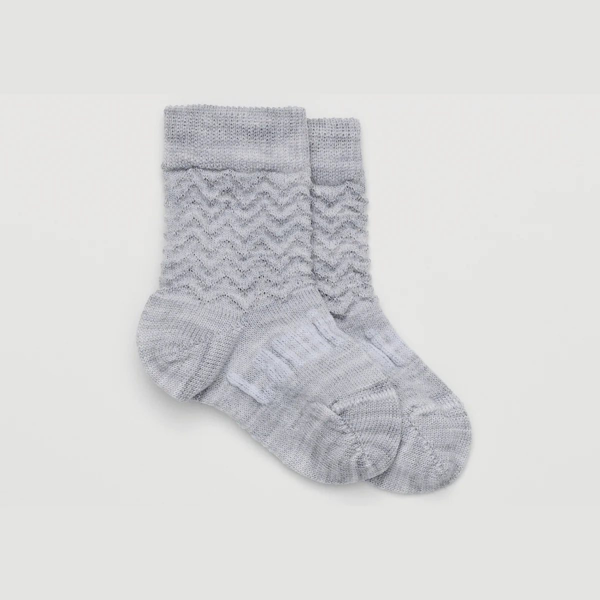 Baby Merino Wool Crew Socks in grey with chevrons:image,small_image,thumbnail