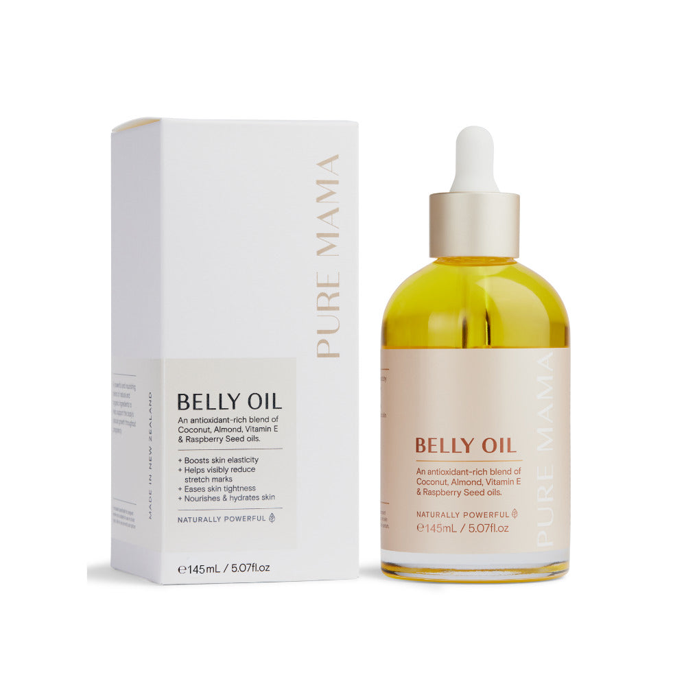 Pure mama belly oil 145ml packaging and bottle