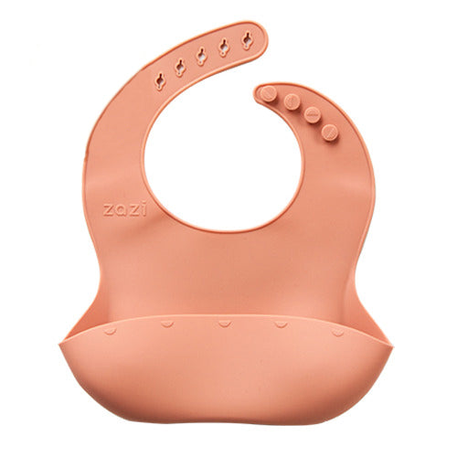 Blush Clever Less-Mess Bib | Sustainable Baby Feeding | Zazi | Blush   Dimples