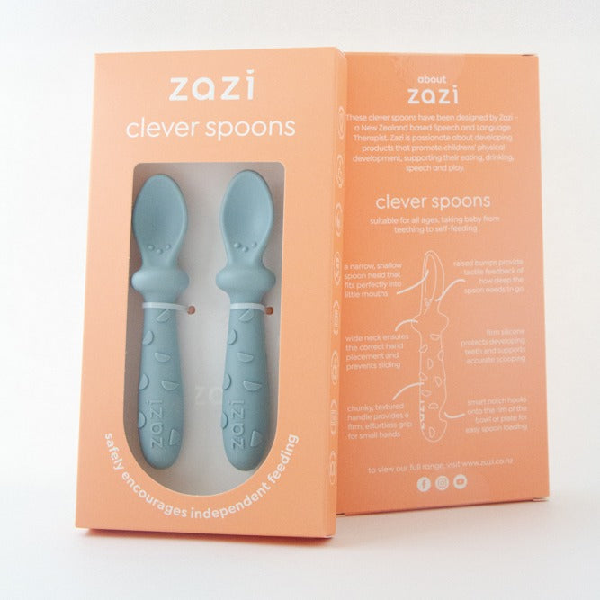 Silicone clever spoon set from Zazi in sky in packaging
