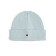 Merino beanie with bee embroidery in Glacier blue:image,small_image,thumbnail