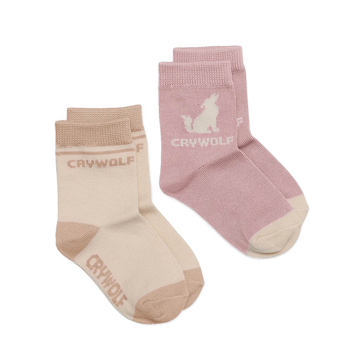 1-2yrs / Blush/Camel Socks 2pk - Crywolf