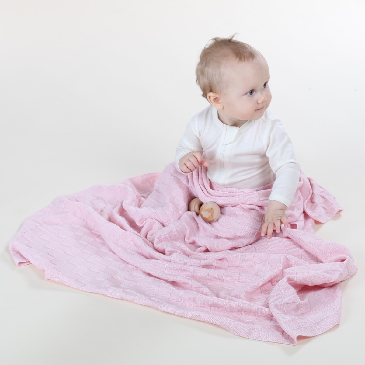 Dimples merino basket weave Blanket in Pink