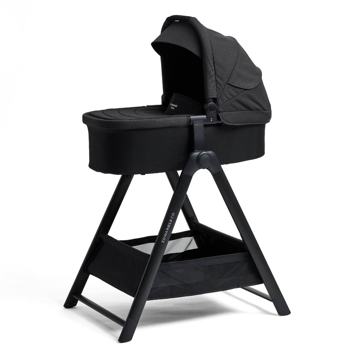 Edwards & Co pram feature – Home Stand with Carry cot attachement