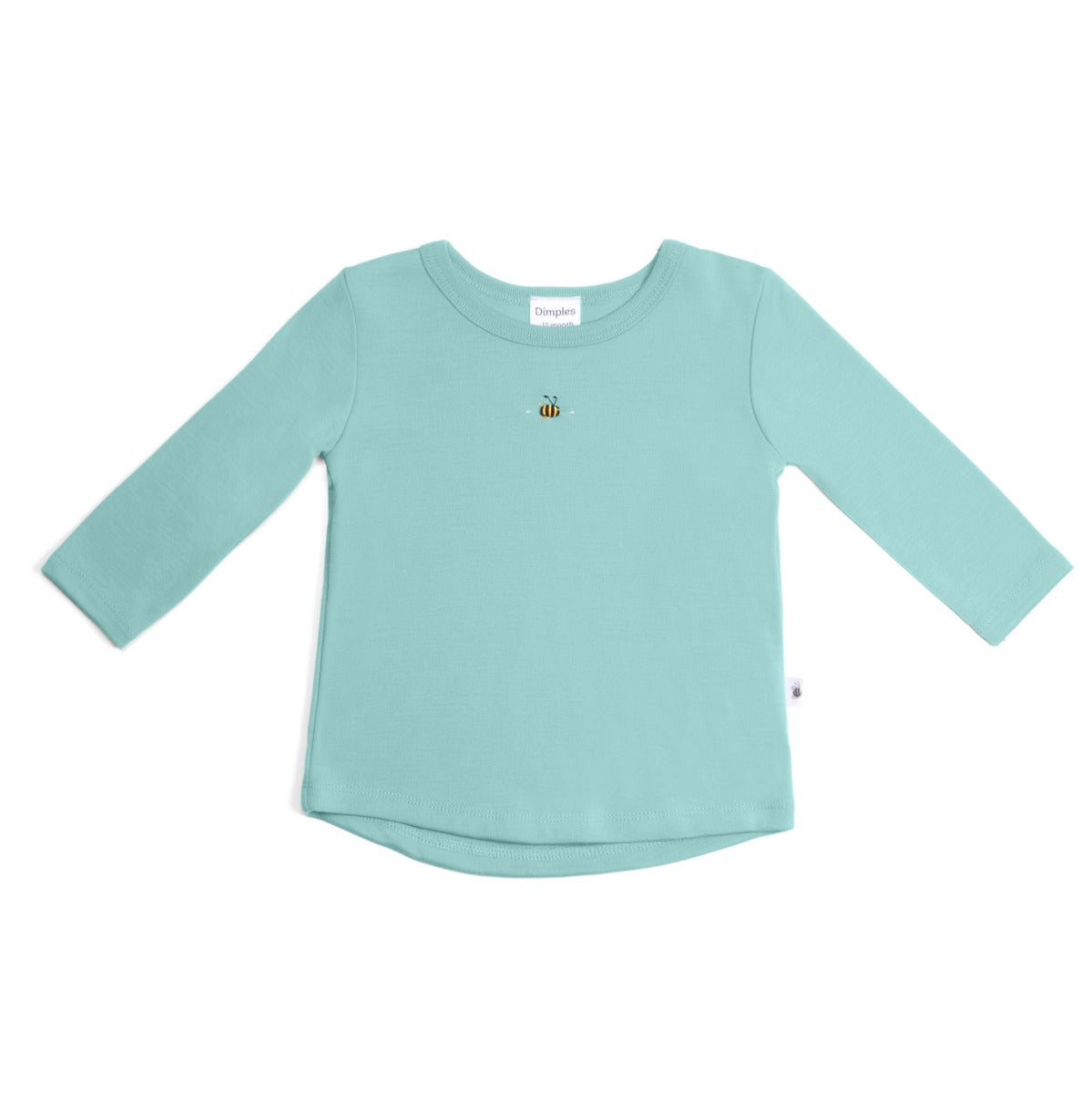 long sleeve merino wool top by dimples in teal bee:image,small_image,thumbnail