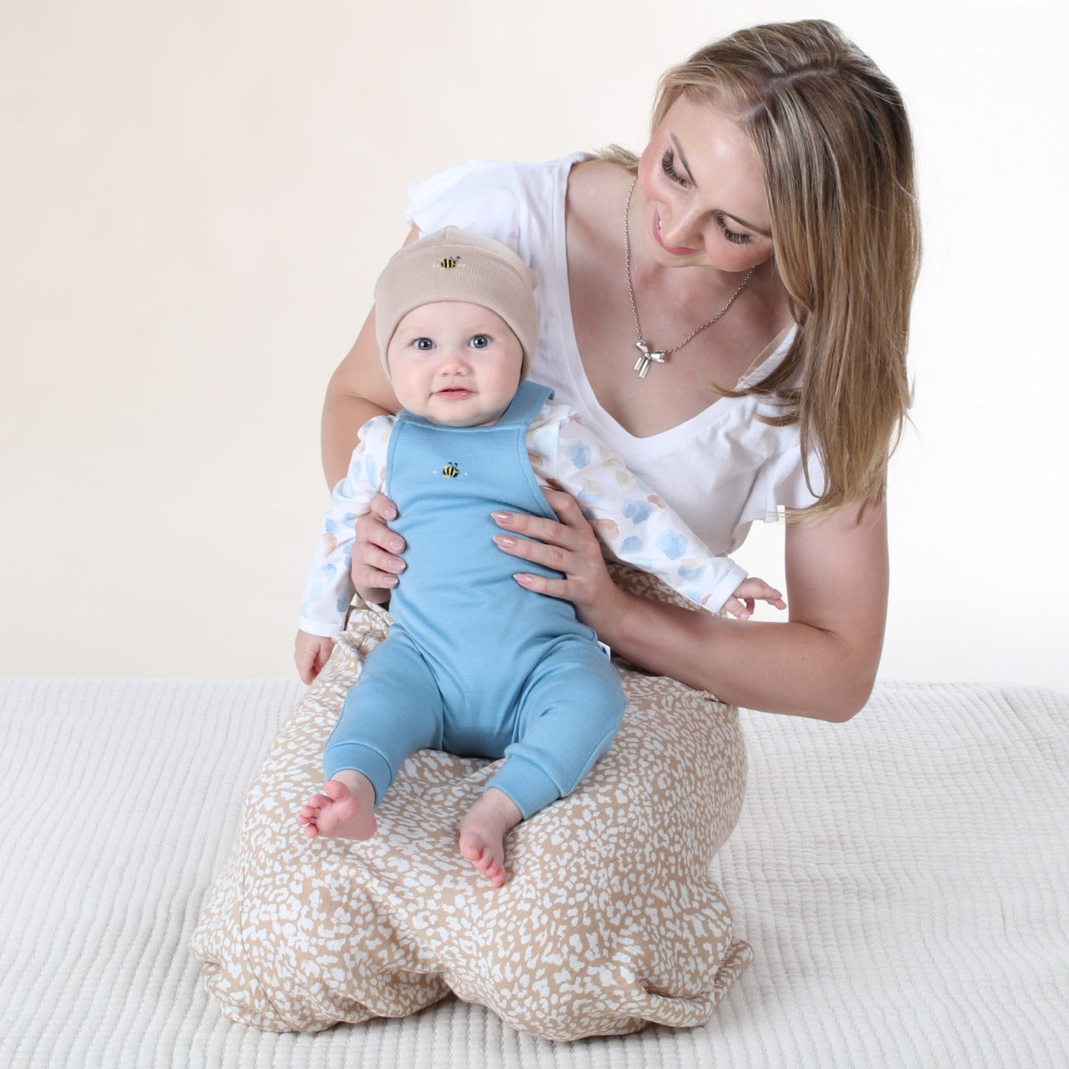 dimples fall fiesta merino wool baby overall in steel blue