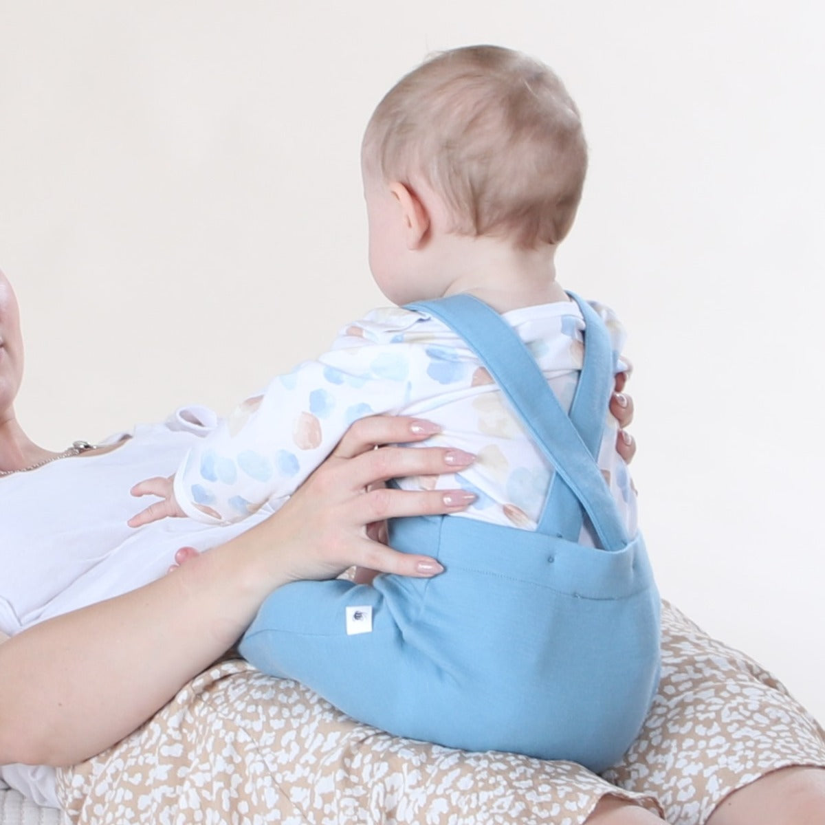 dimples fall fiesta merino wool baby overall in steel blue
