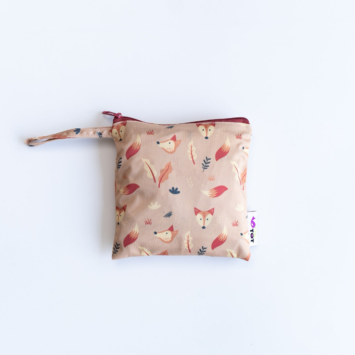 Baby long sleeve bib with fox print travel pouch