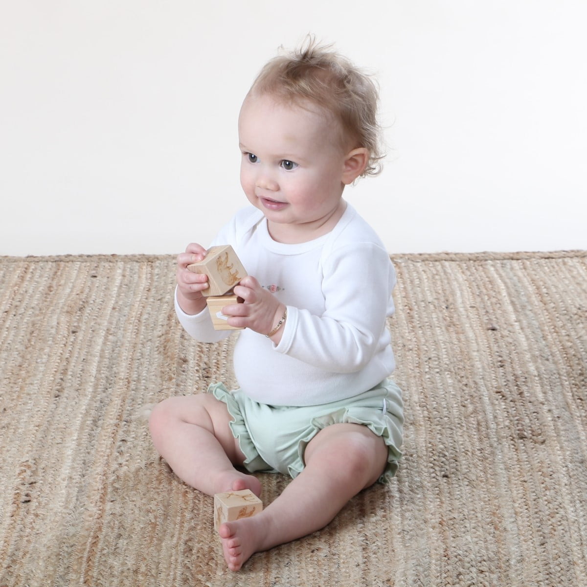 Dimples baby clothing cotton long sleeve bodysuit in white rose on baby girl