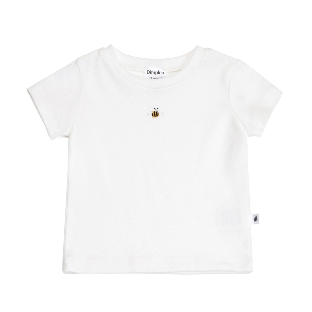 Dimples baby clothing cotton t-shirt in White Bee:image,small_image,thumbnail