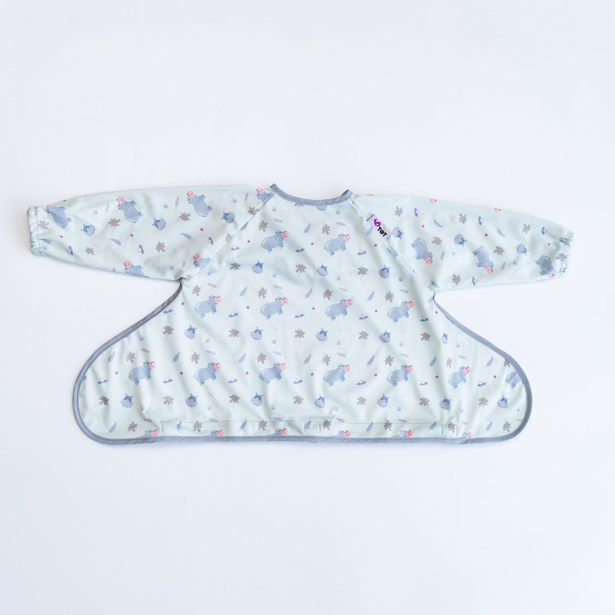 Baby long sleeve bib with hippo print