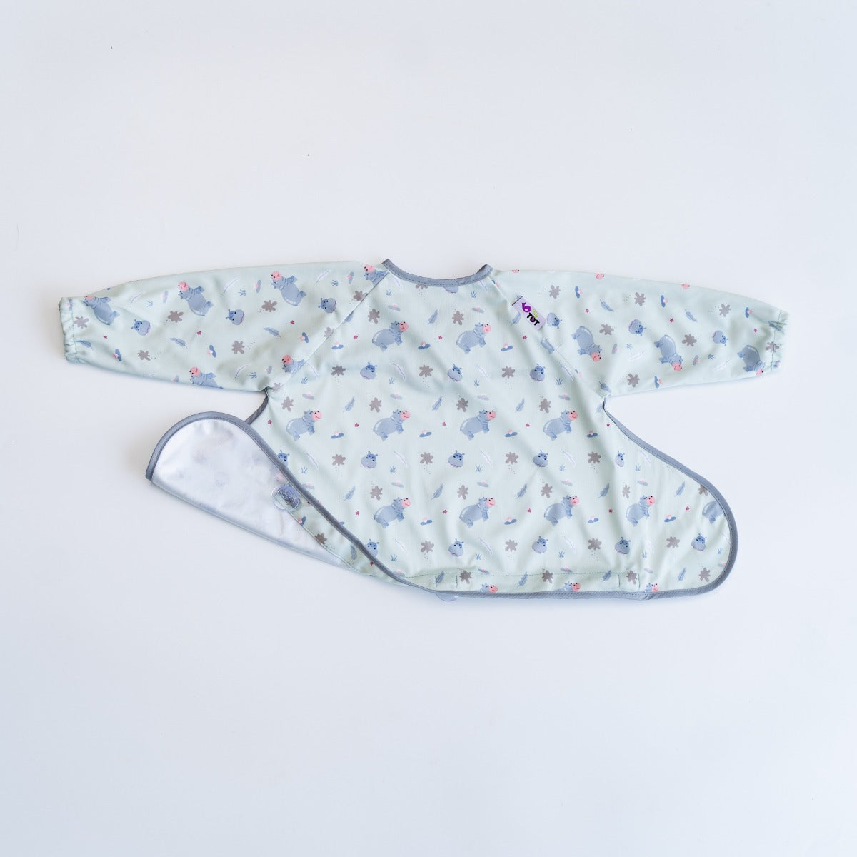 Baby long sleeve bib with hippo print:image,small_image,thumbnail,swatch_image