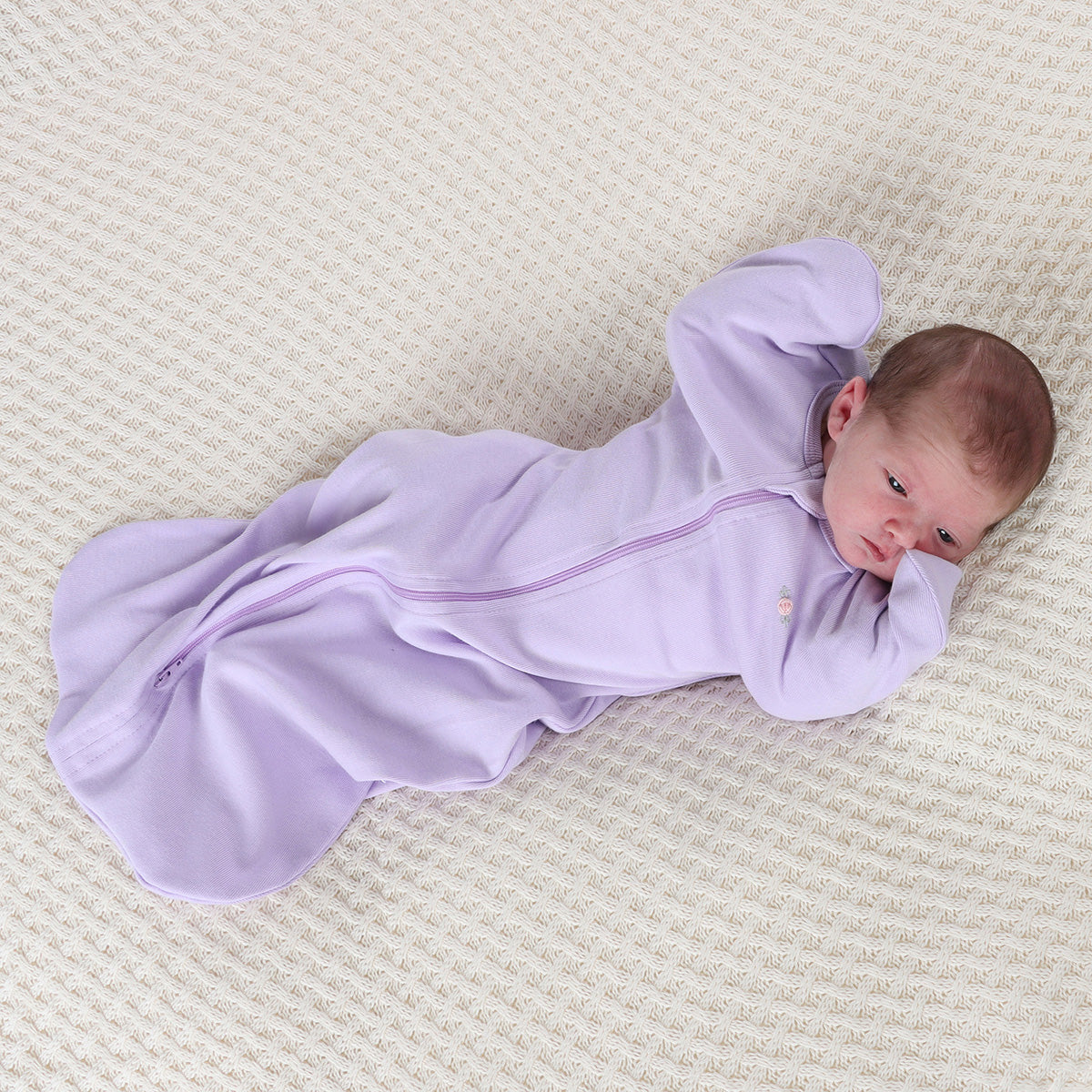 Cotton Sleep Pod in Lilac with rose embroidery