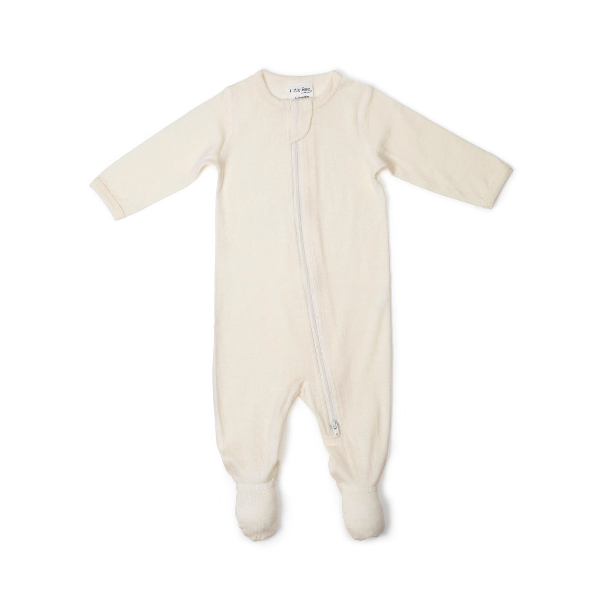 Little Bee Merino Zip up babygrow in cream:image,small_image,thumbnail