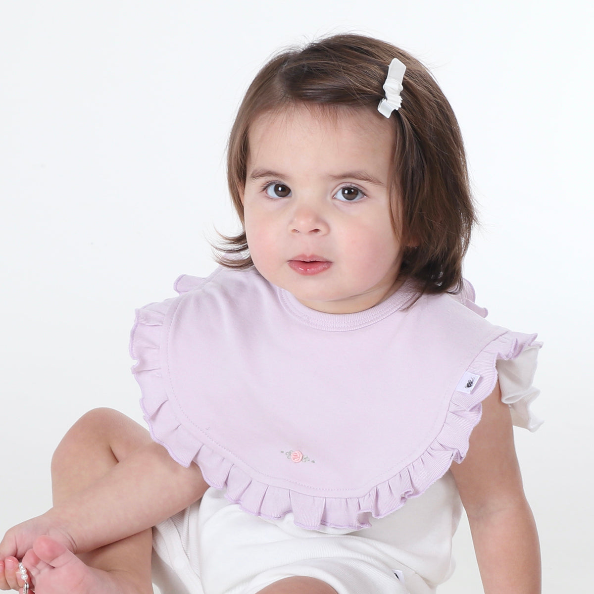 Lilac cotton frill bib
