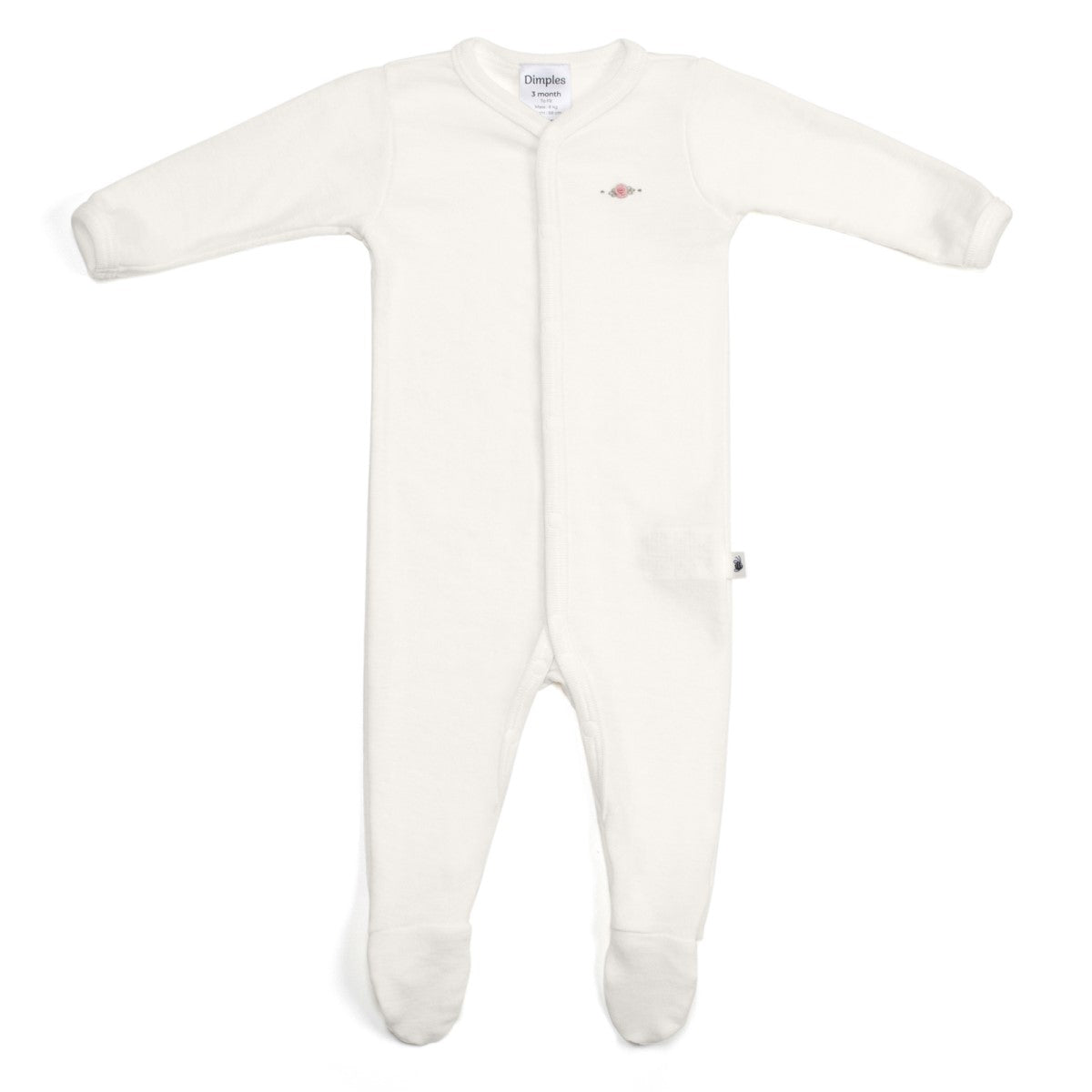 Merino Babygrow Dimples by Jane Anne Cream Rose