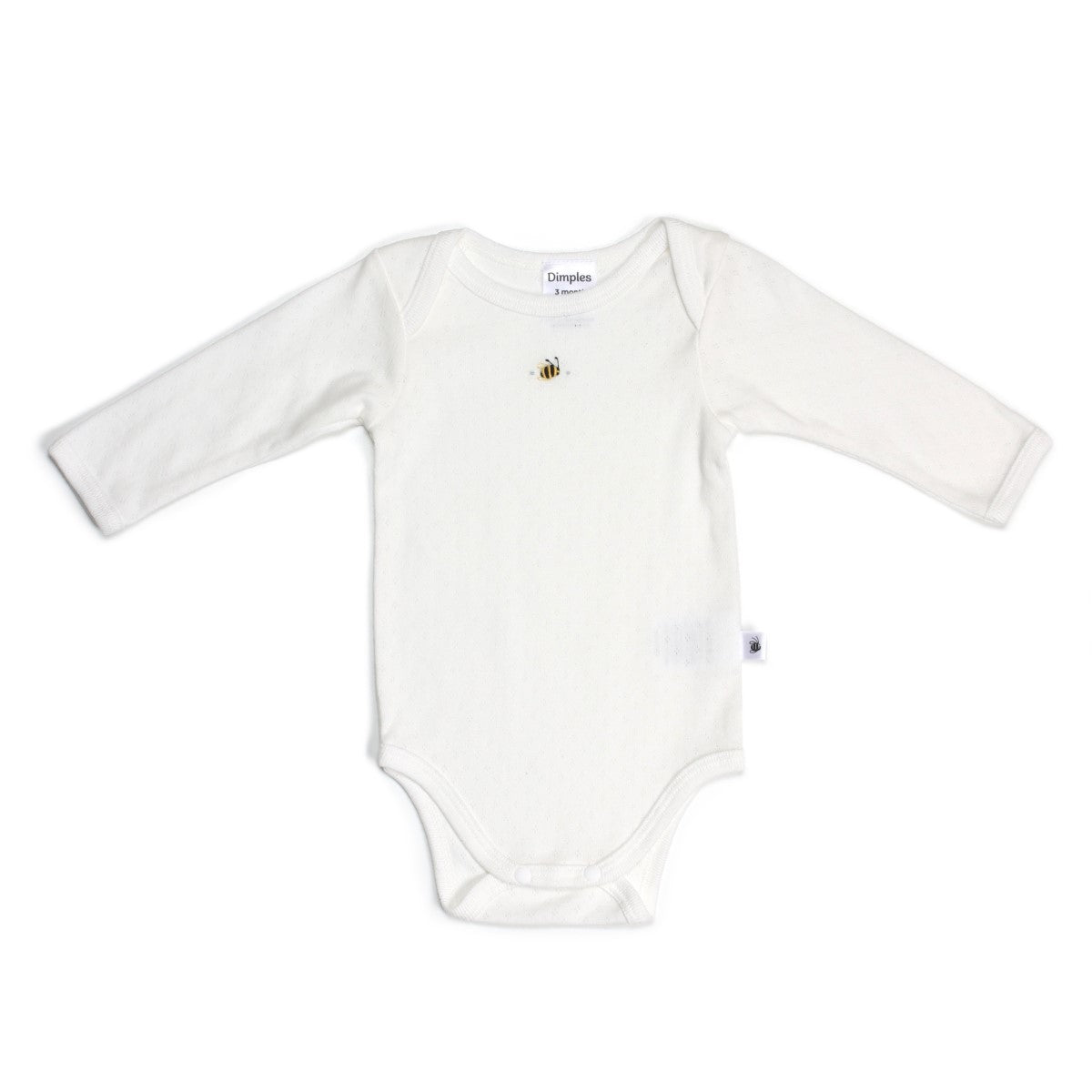 long sleeve bodysuit in white bee by dimples:image,small_image,thumbnail,swatch_image