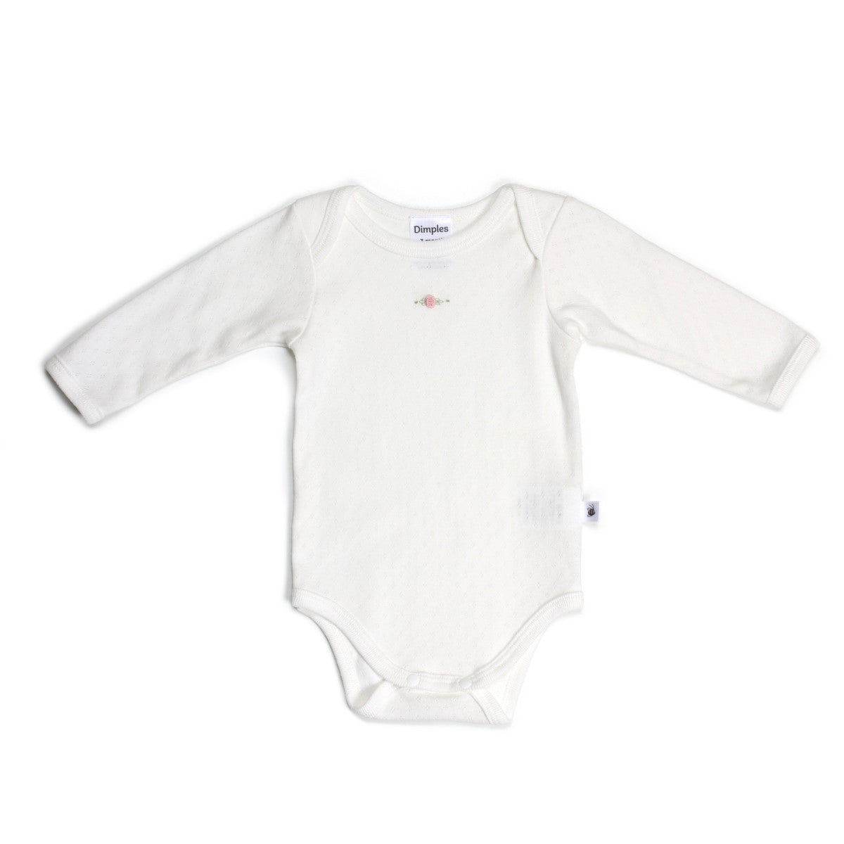 Dimples Cotton Longsleeve Bodysuit in white rose:image,small_image,thumbnail