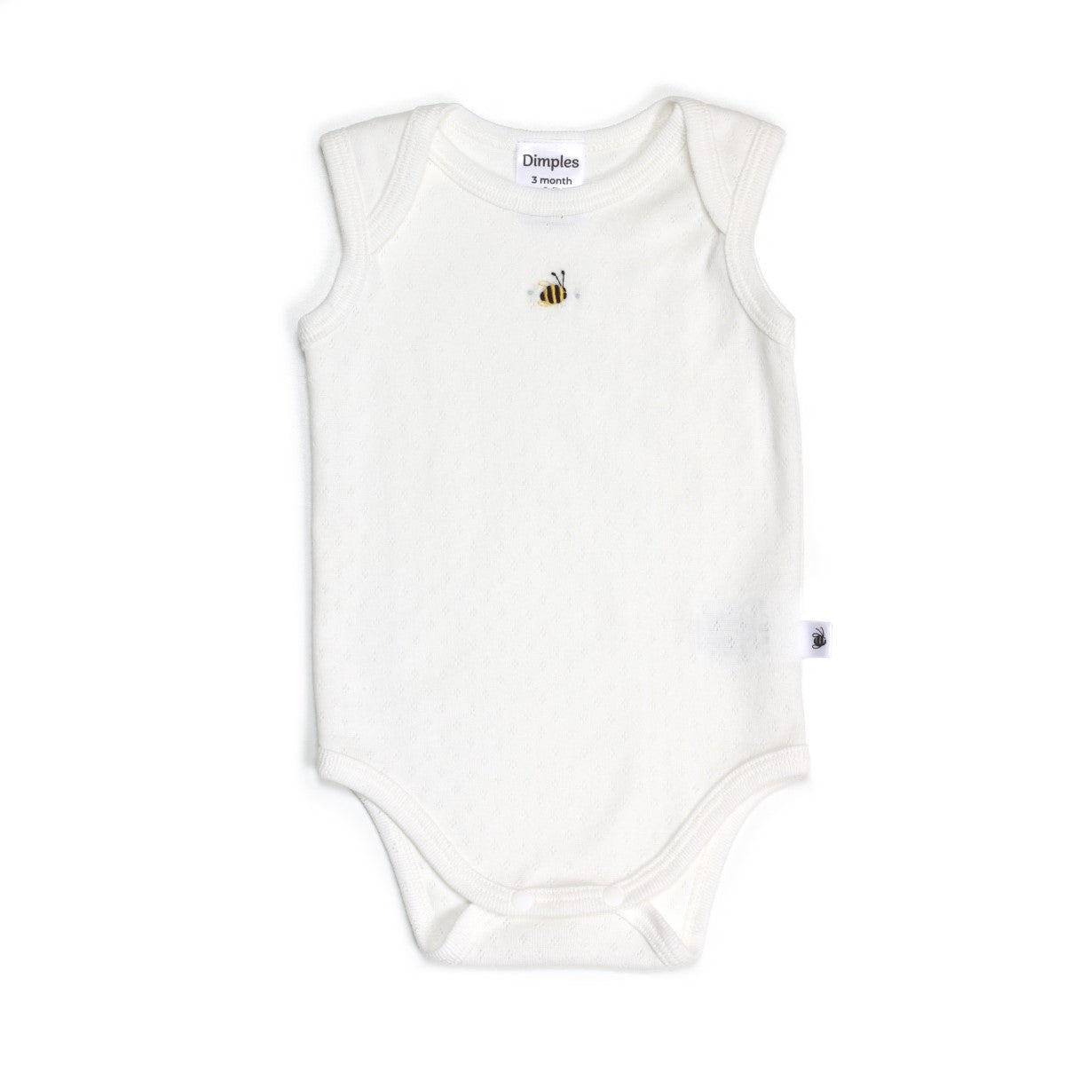 Cotton Short sleeve Bodysuit in white bee by dimples:image,small_image,thumbnail