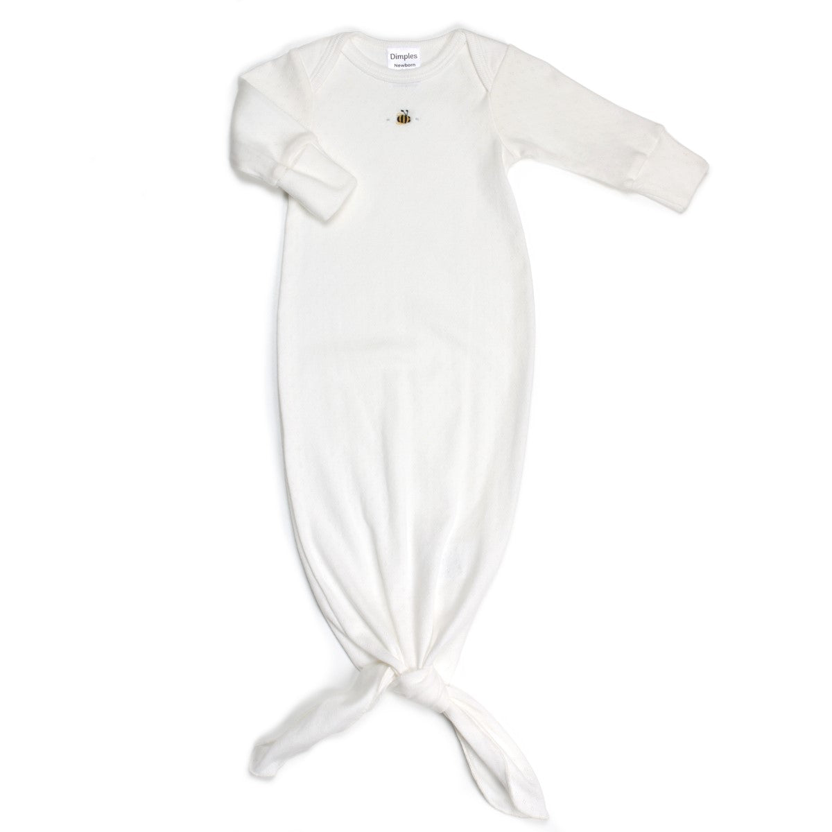 Cotton Tie Gown Dimples in White Bee:image,small_image,thumbnail,swatch_image