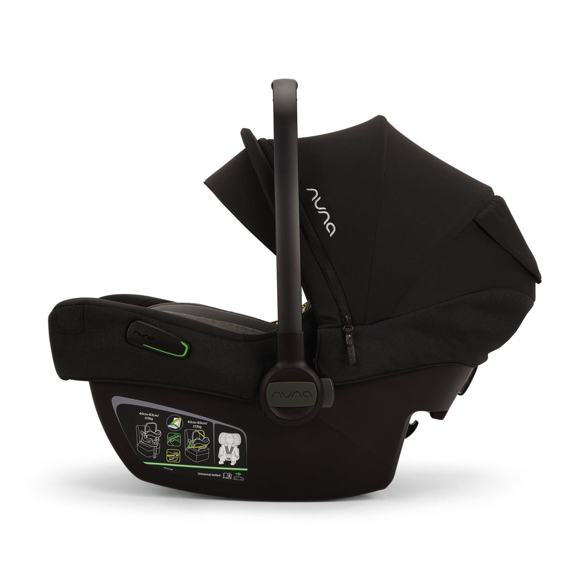 Nuna Pipa Next car seat capsule in Caviar side view