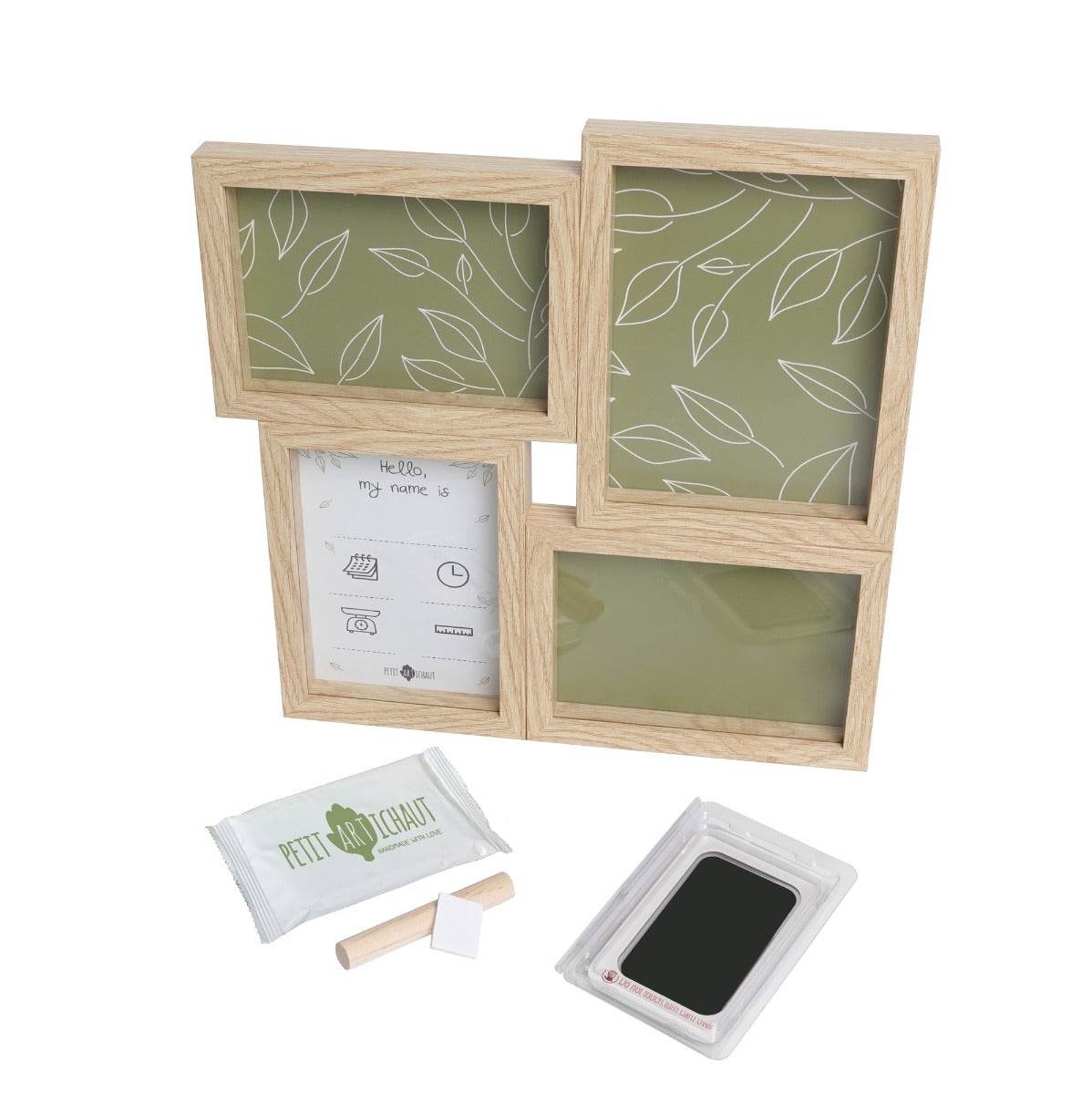 Petit Artichaut puzzle frame baby imprint keepsake with olive tree background
