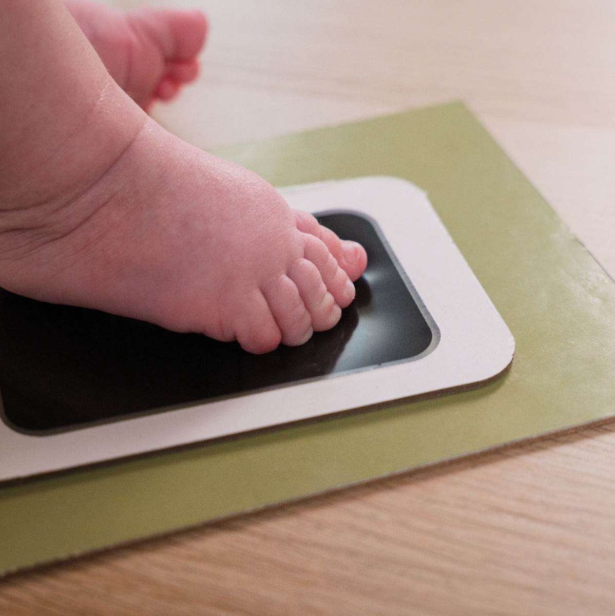 Petit Artichaut puzzle frame baby imprint keepsake with olive background