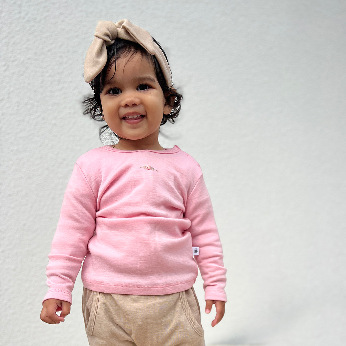 Dimples Soft Snuggles Merino Long Sleeve Top Soft Pink