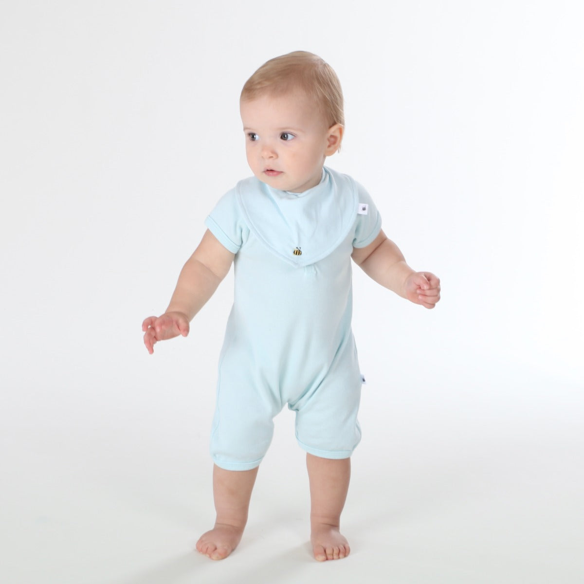 Dimples summer 2022/23 collection pastel skies cotton romper in Blue bee