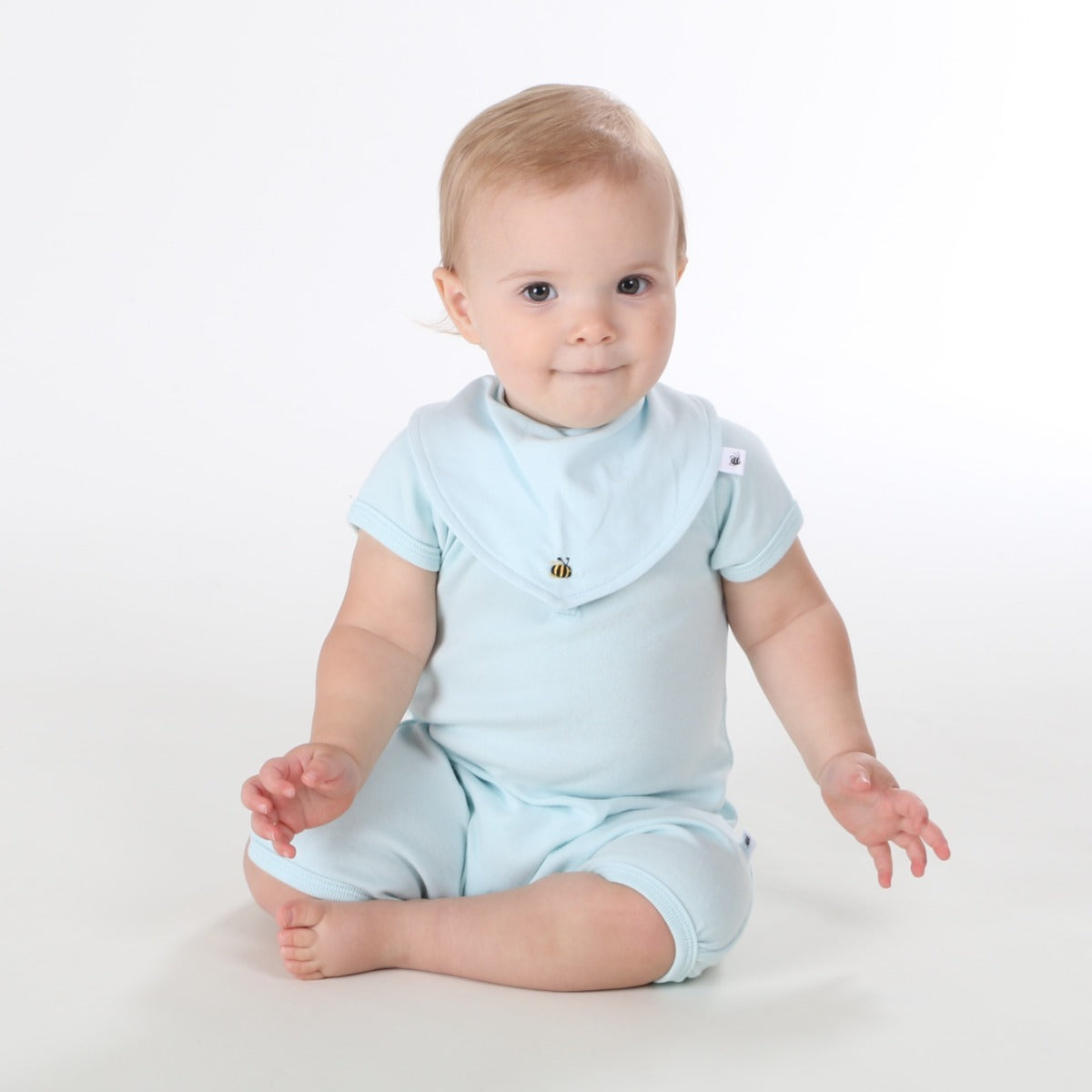 Dimples summer 2022/23 collection pastel skies cotton romper in Blue bee